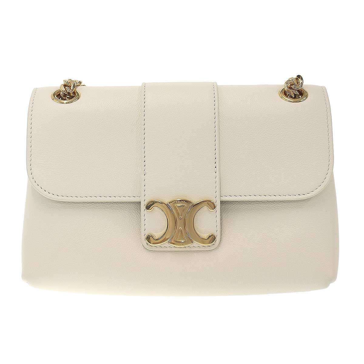 Celine Victoire Triomphe Shoulder Bag Soft Sapul Cafskin White — view 2