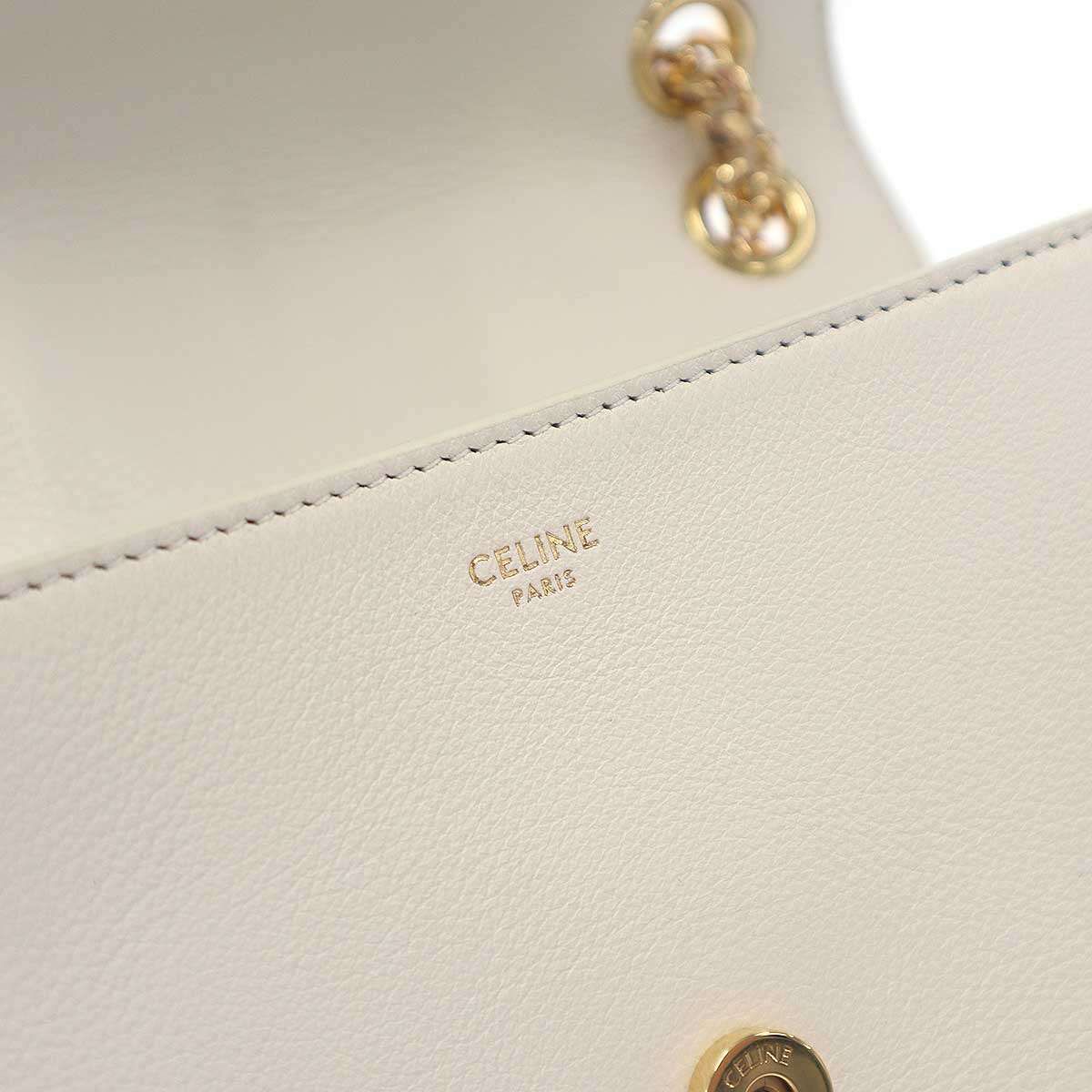Celine Victoire Triomphe Shoulder Bag Soft Sapul Cafskin White — view 6