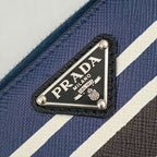 Prada Coin Case Triangle Logo 2 mm 003 Blue Black White Saffiano Baiade Zip — view 4