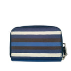 Prada Coin Case Triangle Logo 2 mm 003 Blue Black White Saffiano Baiade Zip — view 3