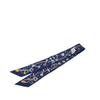 Hermes Twilly les Cles a Pois Scarf Navy Multicolor Silk — view 2