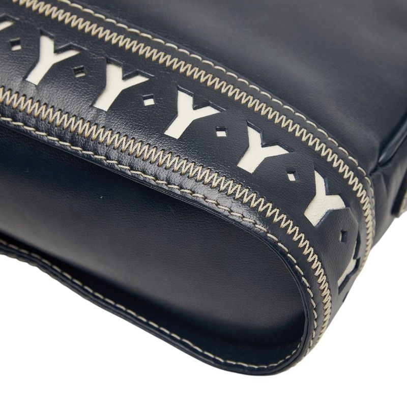 Saint Laurent Vintage Cut Out Shoulder Bag Navy Leather — view 4