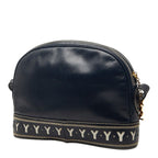 Saint Laurent Vintage Cut Out Shoulder Bag Navy Leather — view 2