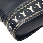 Saint Laurent Vintage Cut Out Shoulder Bag Navy Leather — view 7