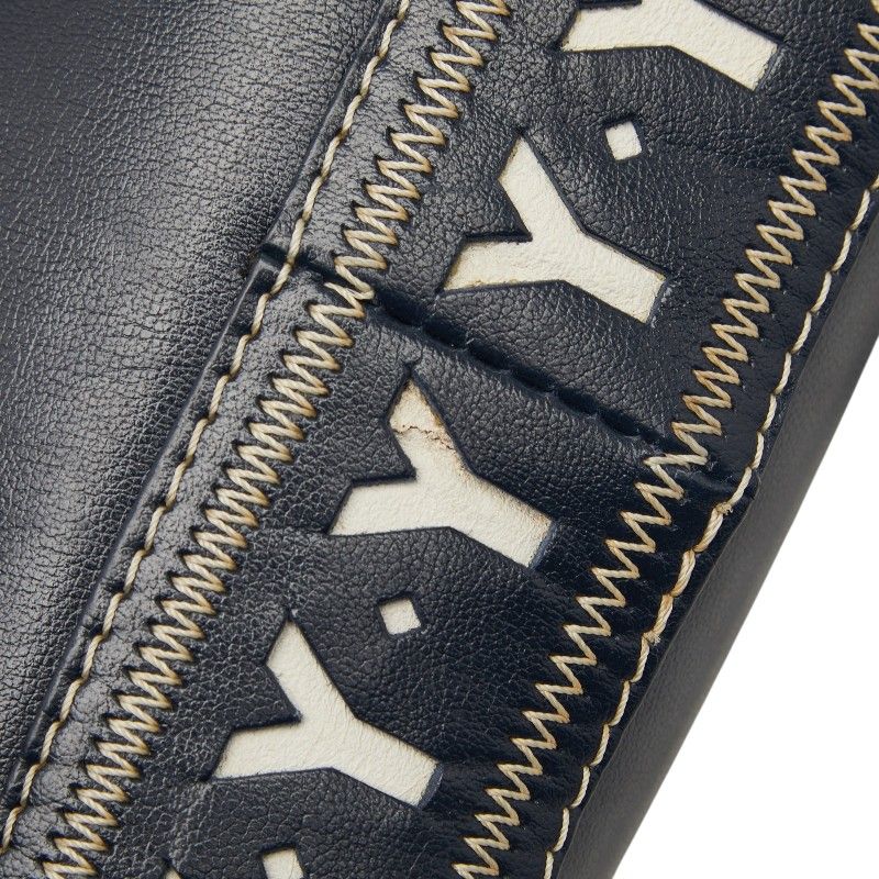 Saint Laurent Vintage Cut Out Shoulder Bag Navy Leather — view 8