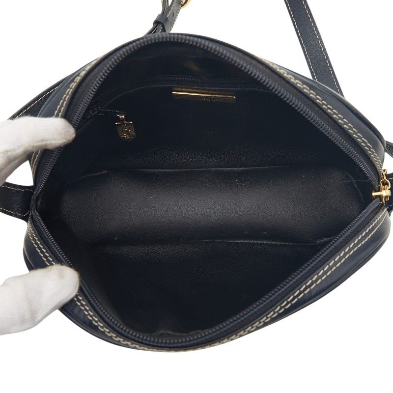 Saint Laurent Vintage Cut Out Shoulder Bag Navy Leather — view 9