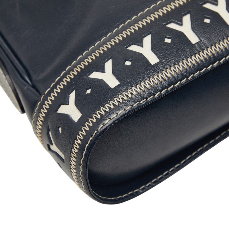 Saint Laurent Vintage Cut Out Shoulder Bag Navy Leather — view 5
