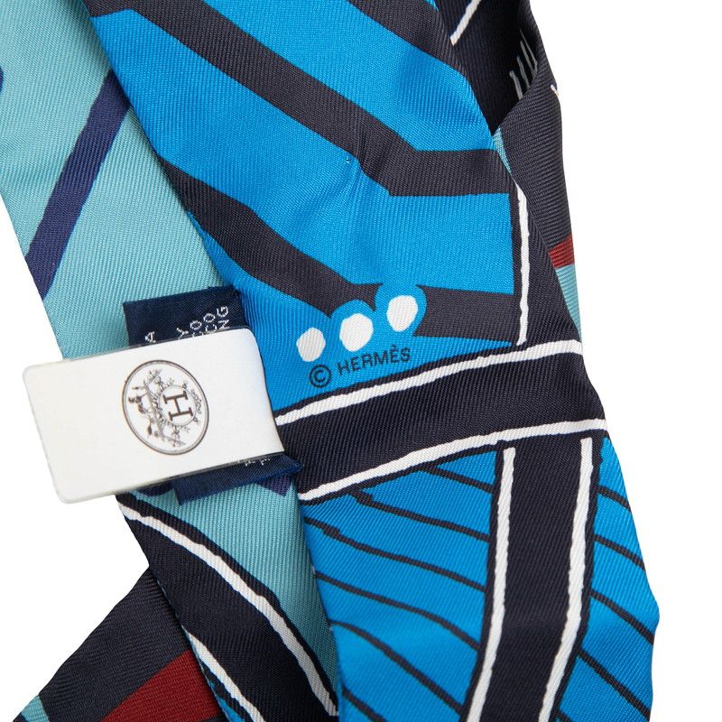 Hermes Twilly Jeu de Soie Uniforme Silk Game Scarf Blue — view 4