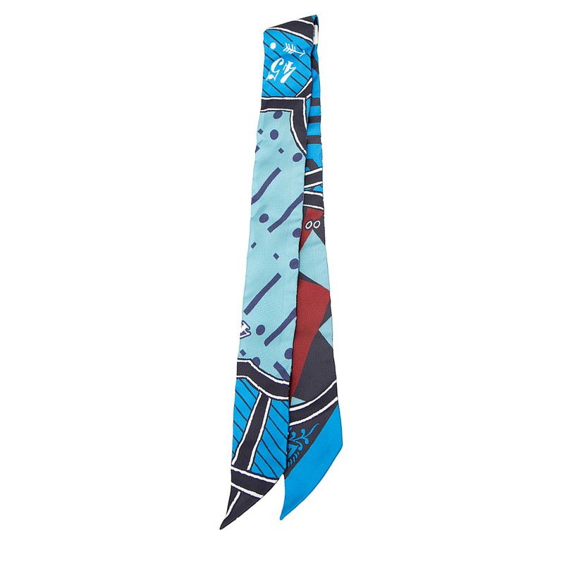 Hermes Twilly Jeu de Soie Uniforme Silk Game Scarf Blue — view 2