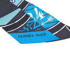 Hermes Twilly Jeu de Soie Uniforme Silk Game Scarf Blue — view 3