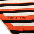 Hermes AU Galop Triangle Scarf Orange White Black Silk Jersey — view 5