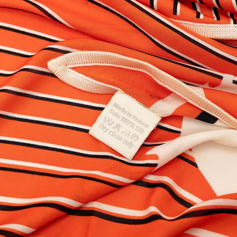 Hermes AU Galop Triangle Scarf Orange White Black Silk Jersey — view 9
