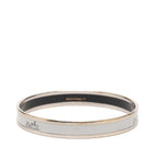 Hermes Enamel PM Bangle Silver Gray Metal Bracelet — view 3