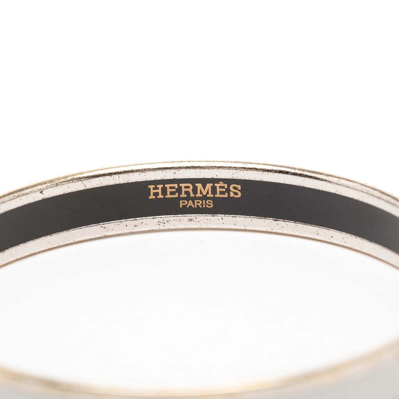 Hermes Enamel PM Bangle Silver Gray Metal Bracelet — view 5