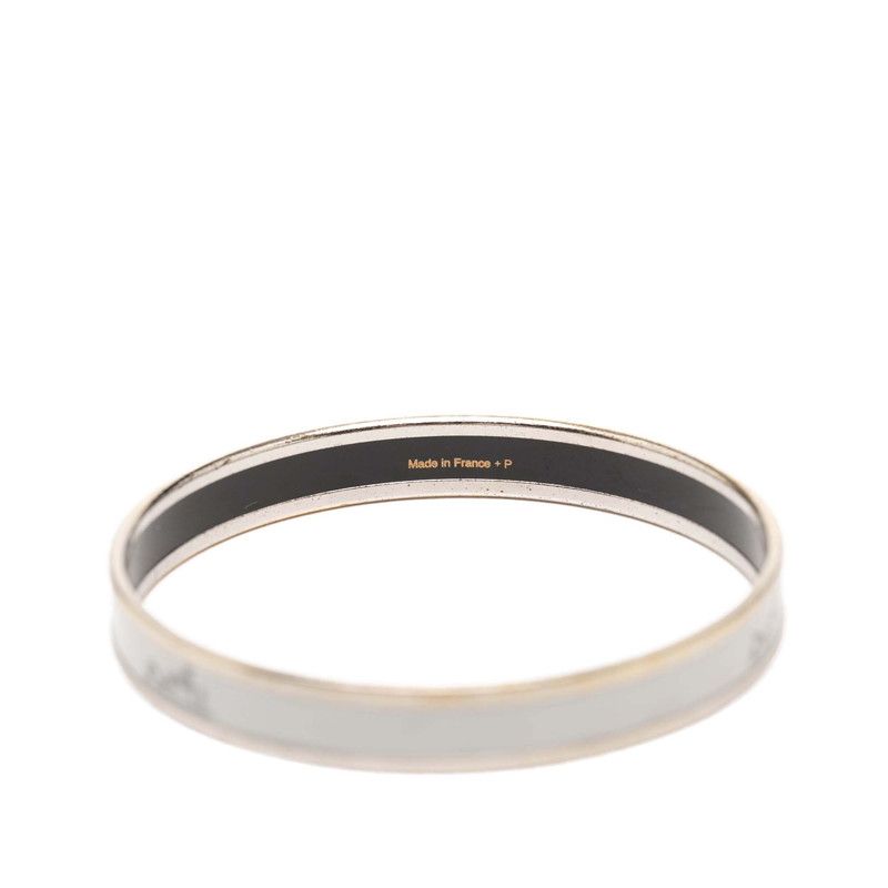 Hermes Enamel PM Bangle Silver Gray Metal Bracelet — view 4