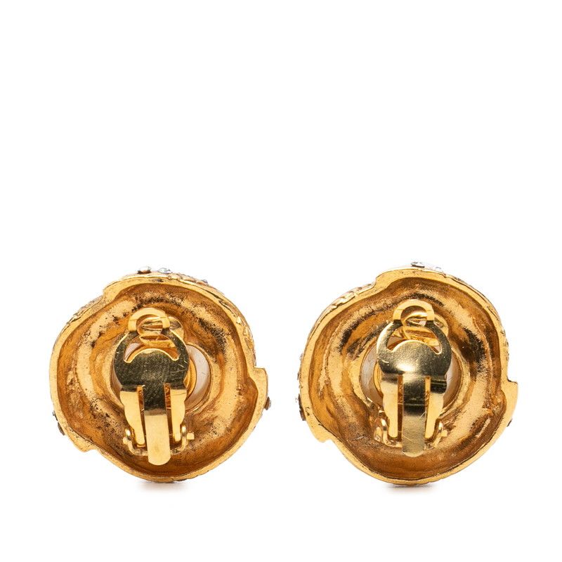 Chanel Earrings Gold Plated Faux Pearl Rhinestone — view 2