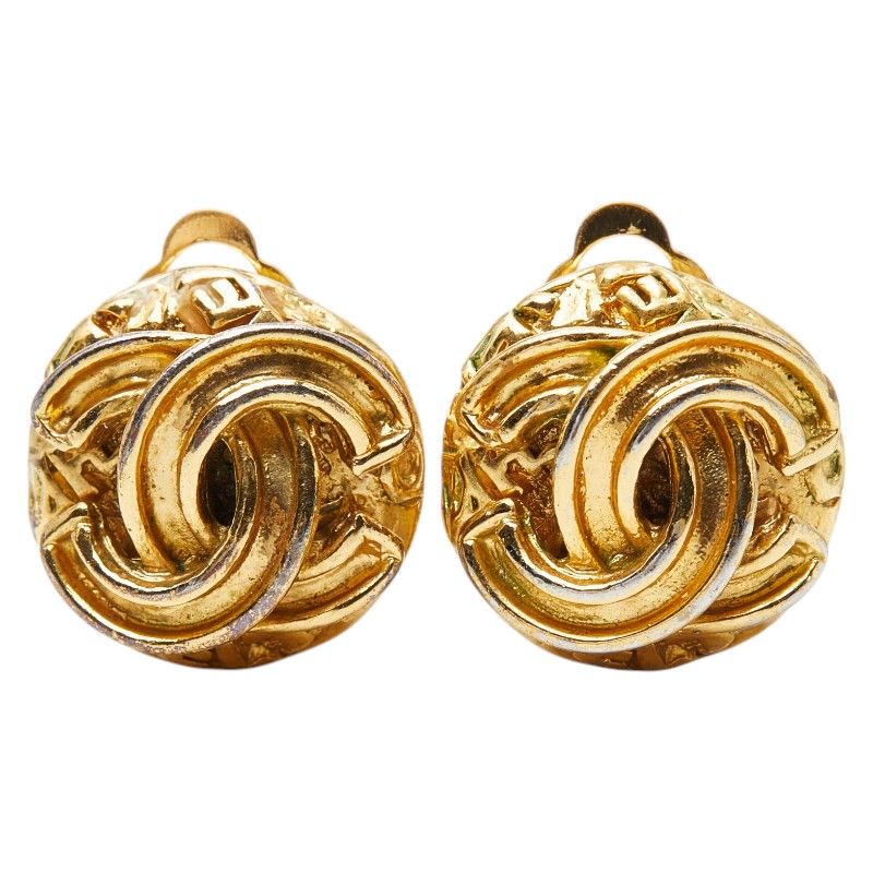 Chanel Vintage CC Logo Earrings Gold Plated — view 2