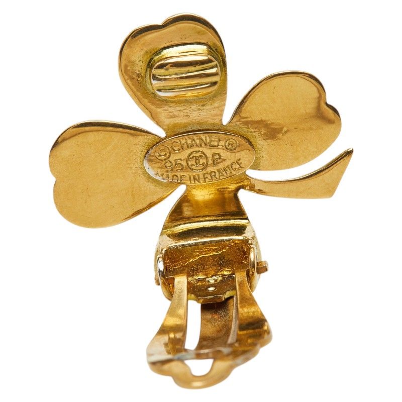 Chanel Clover Motif Earrings Gold Plated — view 4