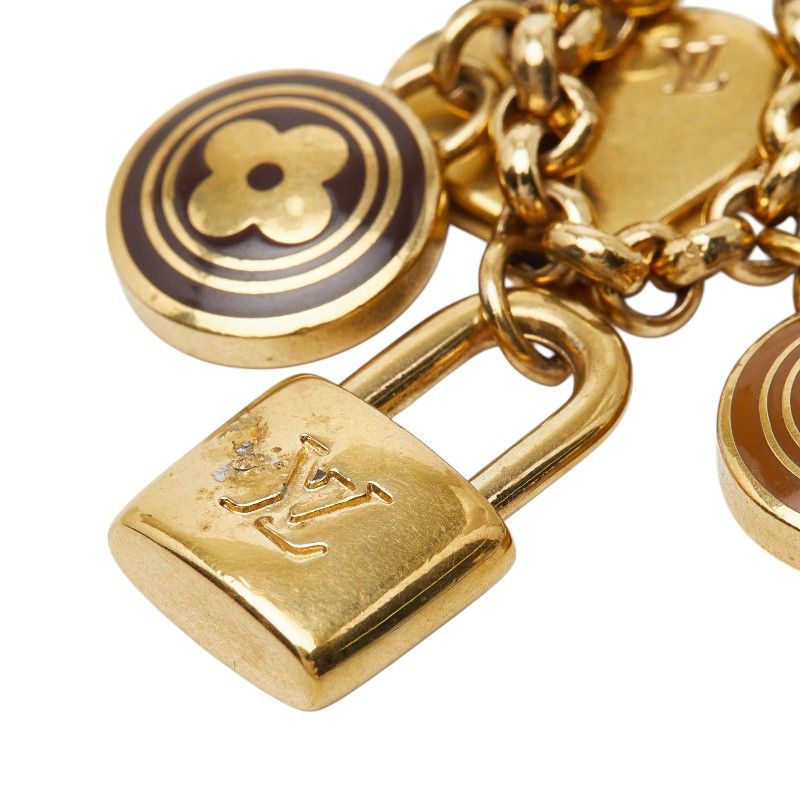 Louis Vuitton Porte Cles Chenne Pastille Key Holder Charm Gold Brown Plated — view 4