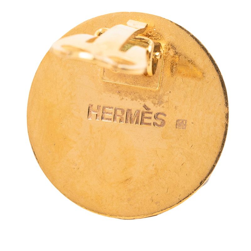 Hermes Enamel Vintage Belt Motif Round Earring — view 3