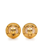 Chanel CC Logo Vintage Round Pearl Earrings Gold White Plated Faux — view 2