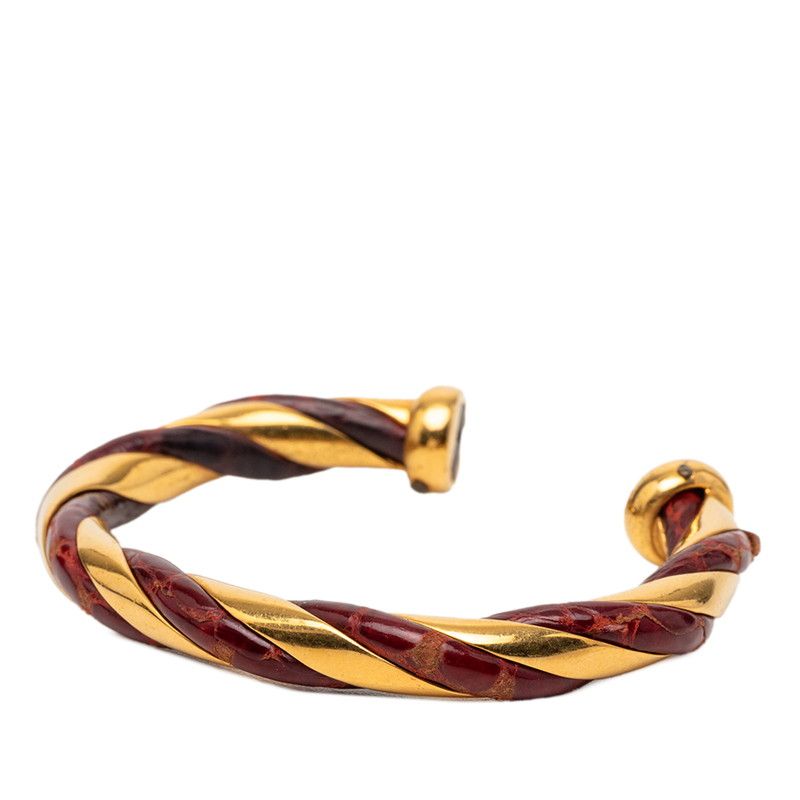 Hermes Twist Bangle Gold Red Plated Leather Bracelet — view 3