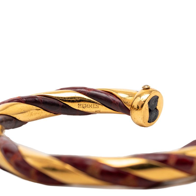 Hermes Twist Bangle Gold Red Plated Leather Bracelet — view 4