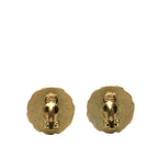 Chanel CC Logo Round Earrings Gold Black Plated — view 2