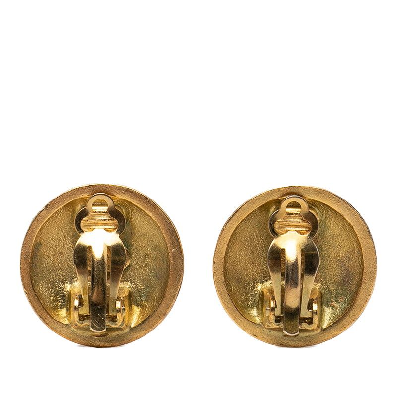 Chanel CC Logo Vintage Round Circle Earrings Gold Plated — view 2