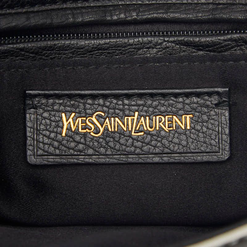 Saint Laurent Bicolor Clutch Back Second White Black Leather — view 7