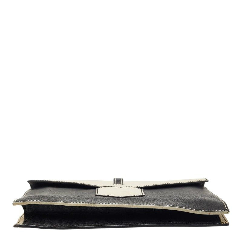 Saint Laurent Bicolor Clutch Back Second White Black Leather — view 3
