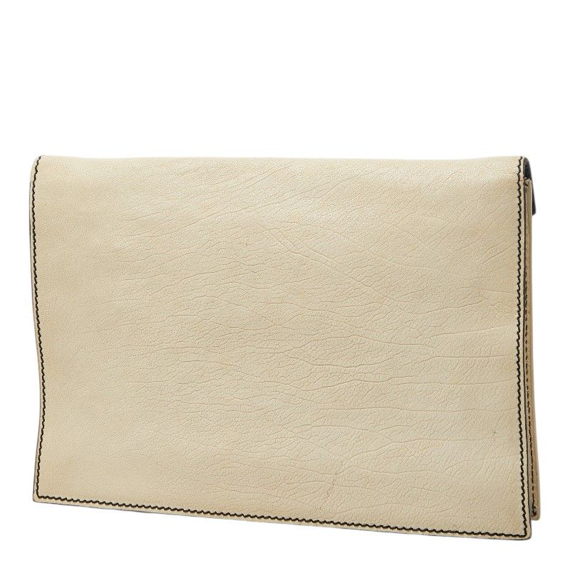 Saint Laurent Bicolor Clutch Back Second White Black Leather — view 2