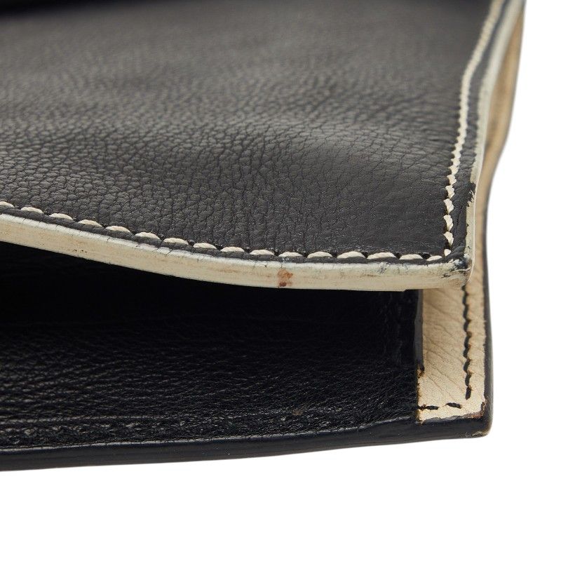 Saint Laurent Bicolor Clutch Back Second White Black Leather — view 4