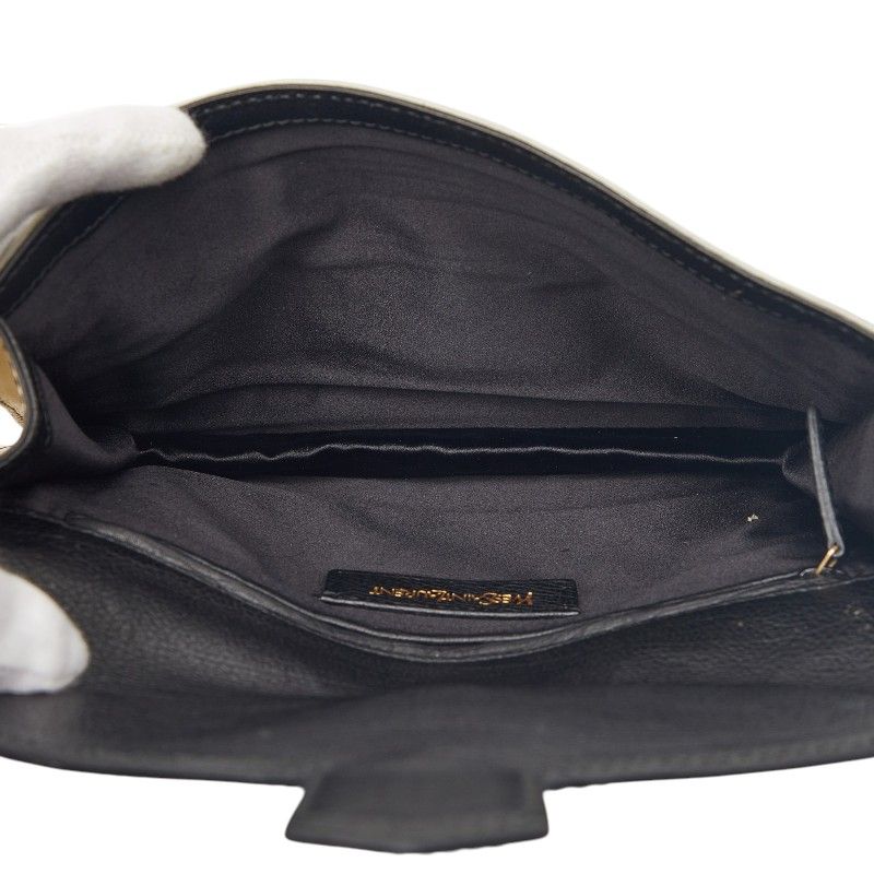 Saint Laurent Bicolor Clutch Back Second White Black Leather — view 6