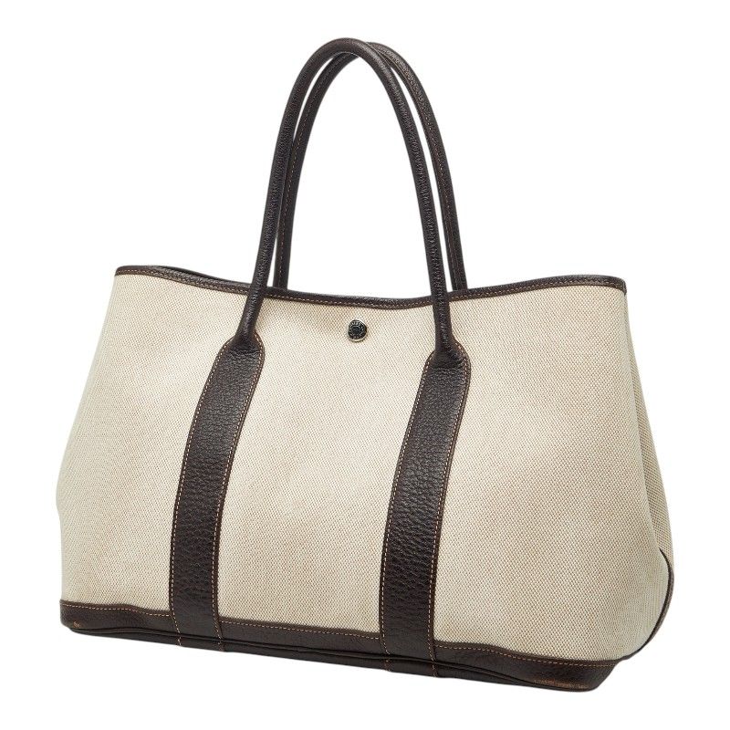 Hermes Garden Party PM Tote Brown Toilet Ash Leather Canvas — view 2