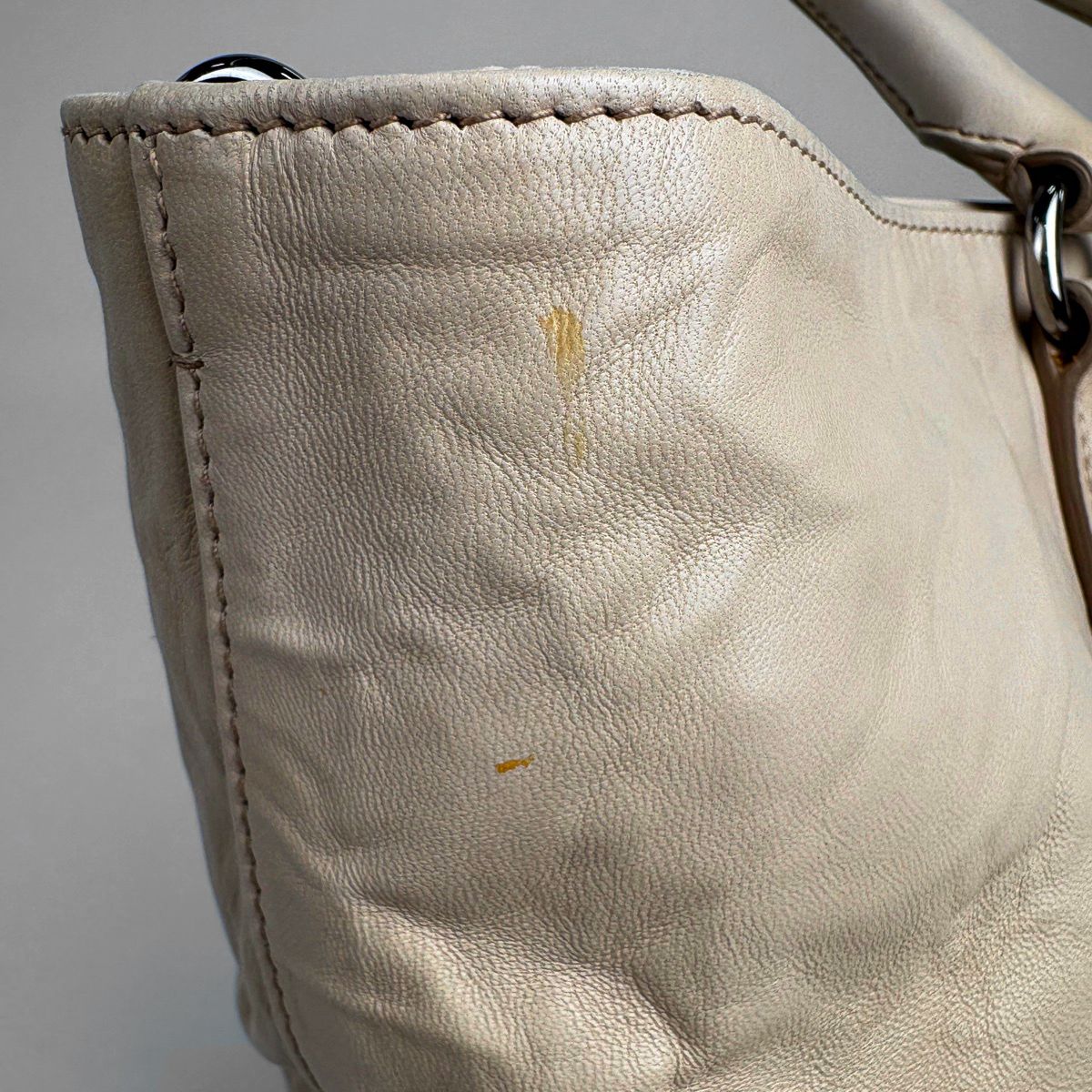 Prada Logo Tote 2-Way Shoulder Bag Leather Light Beige — view 4