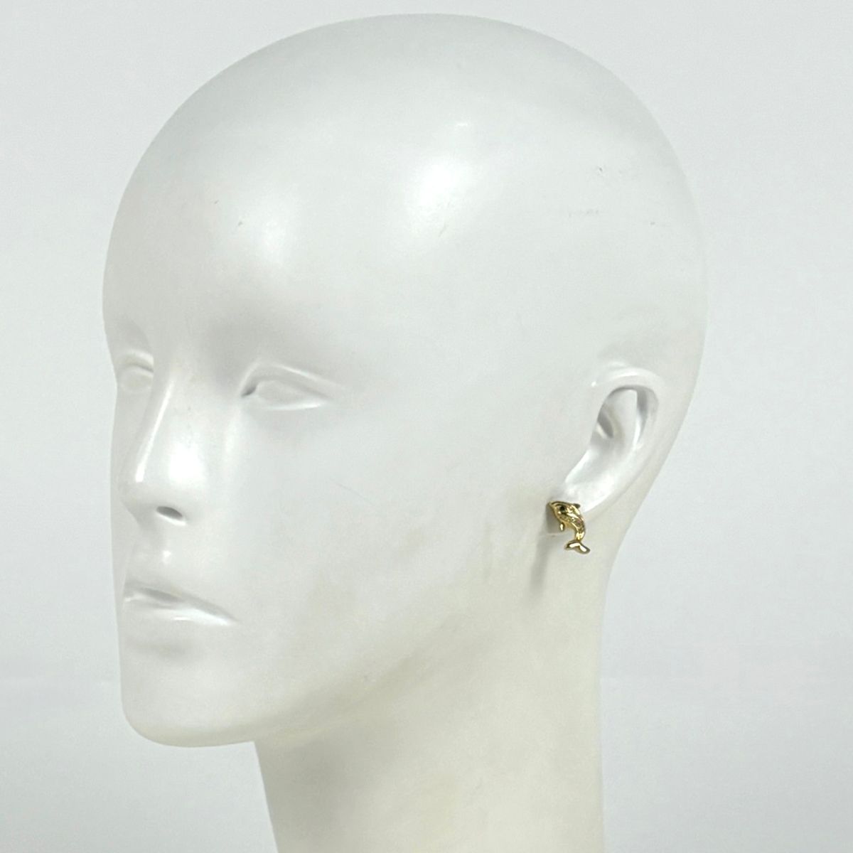 Dior Rhinestone Earrings Dolphin Motif Gold Plated — view 4