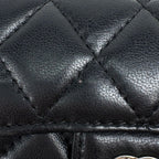 Chanel CC Logo Card Case Quilted Leather Black — view 4