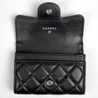 Chanel CC Logo Card Case Quilted Leather Black — view 9