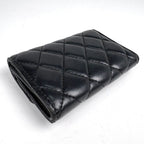 Chanel CC Logo Card Case Quilted Leather Black — view 2