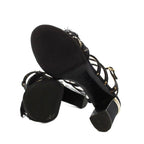 Chanel Gurkha Sandals High Heel Chunky Ankle Strap CC Logo Lace Ribbon Leather — view 6