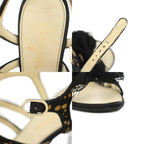 Chanel Gurkha Sandals High Heel Chunky Ankle Strap CC Logo Lace Ribbon Leather — view 8