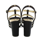 Chanel Gurkha Sandals High Heel Chunky Ankle Strap CC Logo Lace Ribbon Leather — view 5