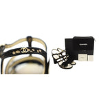 Chanel Gurkha Sandals High Heel Chunky Ankle Strap CC Logo Lace Ribbon Leather — view 7