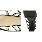 Chanel Gurkha Sandals High Heel Chunky Ankle Strap CC Logo Lace Ribbon Leather — view 4