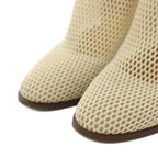 Dior Empreinte Long Boots Amond Toe Chunky Heel Mesh Leather White YT — view 3