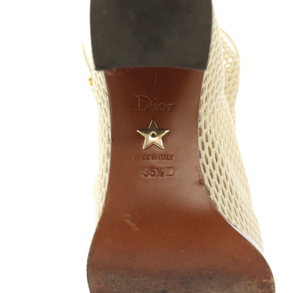 Dior Empreinte Long Boots Amond Toe Chunky Heel Mesh Leather White YT — view 8