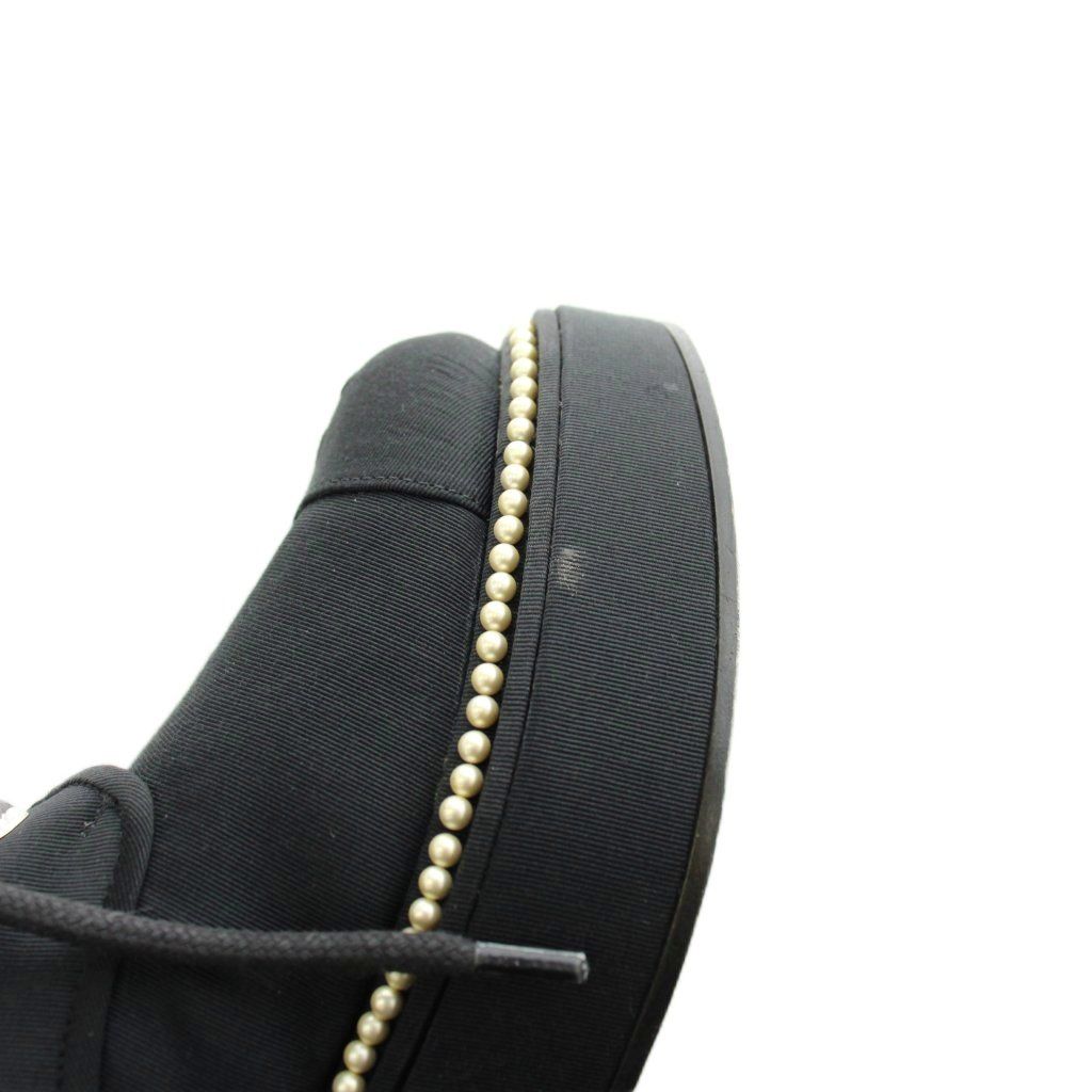 Chanel CC Logo Short Boots Lace Up Pearl 37 Black — view 8