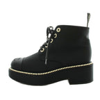 Chanel CC Logo Short Boots Lace Up Pearl 37 Black — view 2