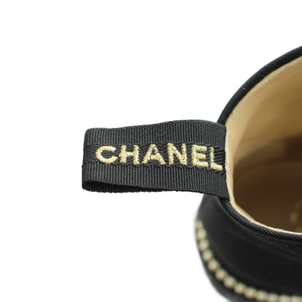 Chanel CC Logo Short Boots Lace Up Pearl 37 Black — view 4